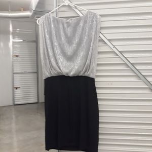 Silver and Black Cocktail Dress, size 14